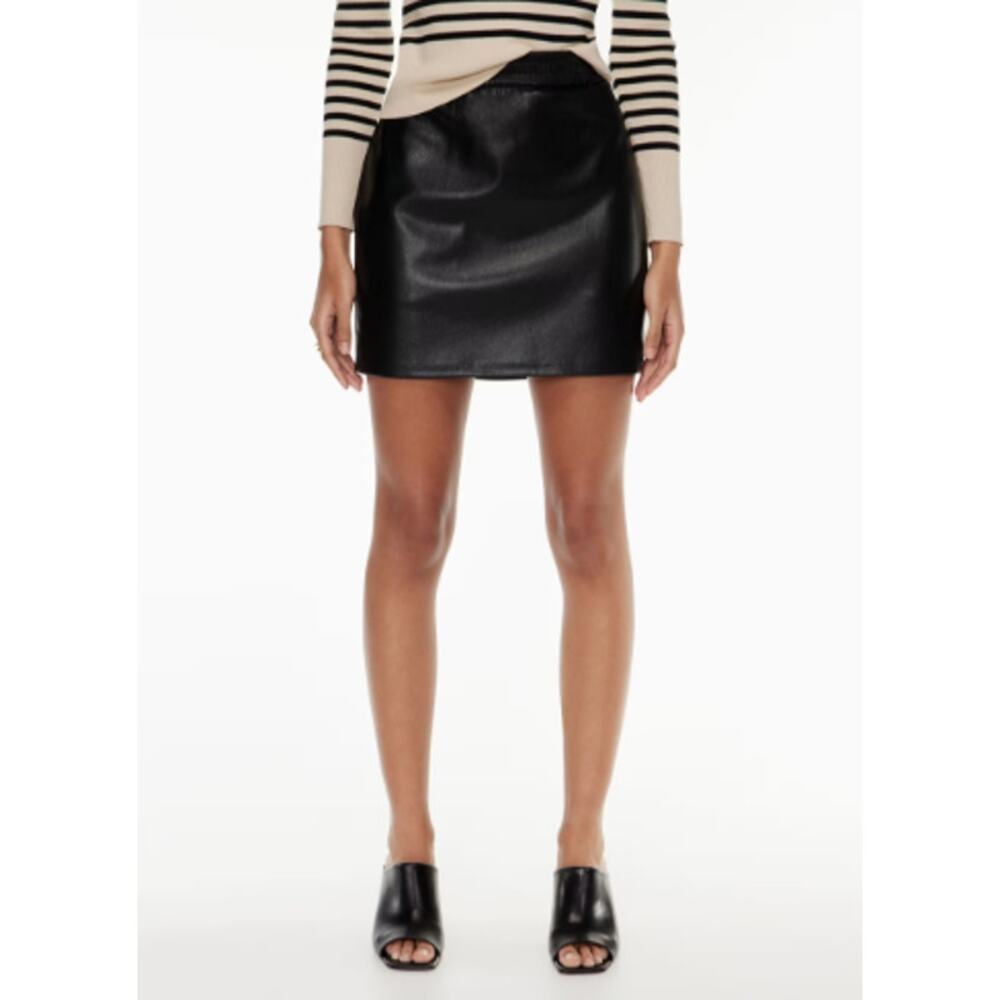 Aritzia Babaton Flags Skirt Black Faux Leather Mini Skirt Med